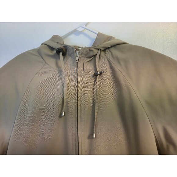 LL Bean Trench Coat Womens Small Petite Jacket Hooded Hoodie Beige Outdoor Camp - Picture 2 of 8